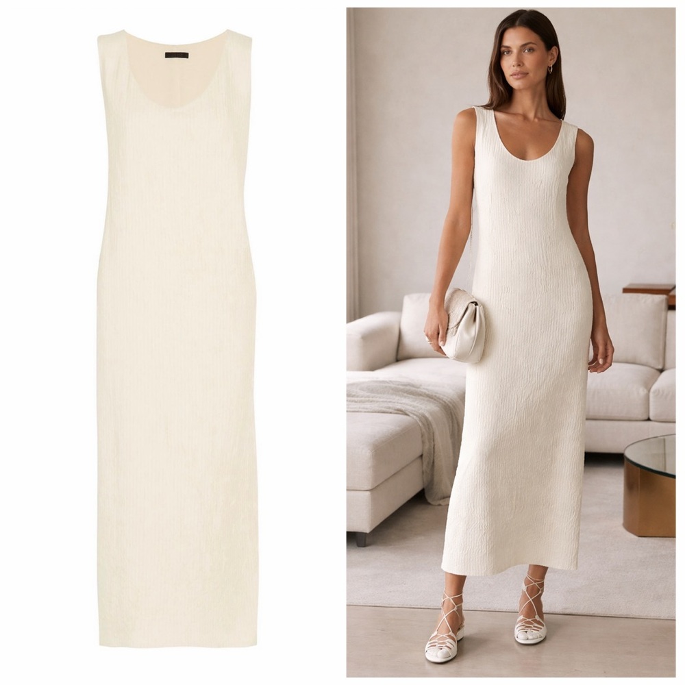 The Row Ivory White Midi Dress Pleated Sleeveless 8 NWT Bridal Wedding Yellin 🟡